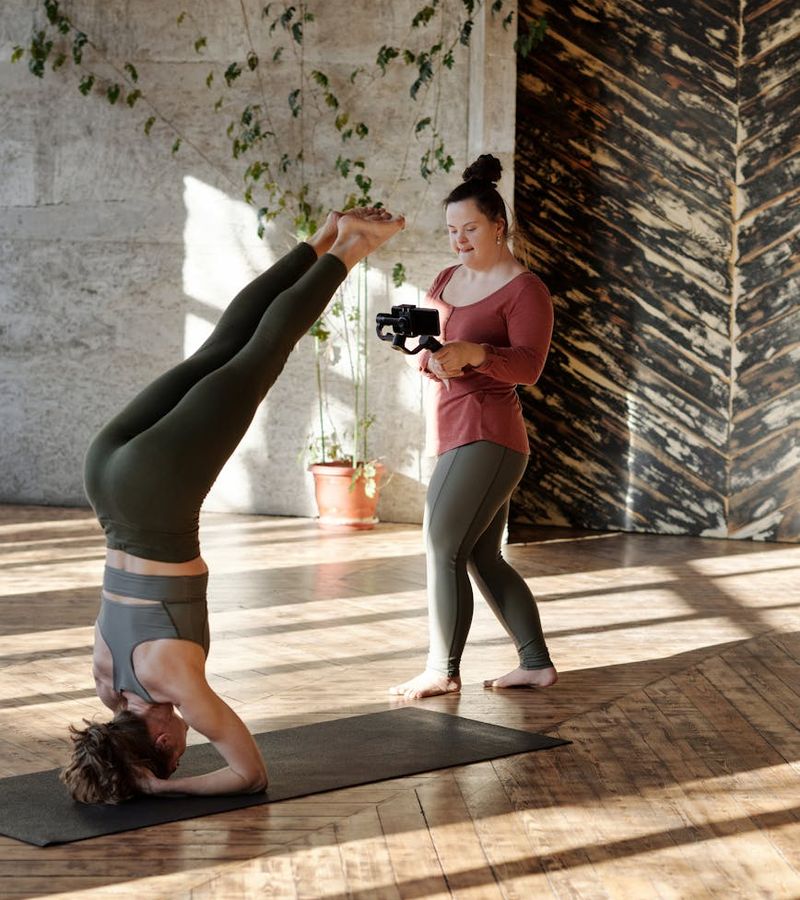 Person practicing gentle yoga movements for joint balance and stability